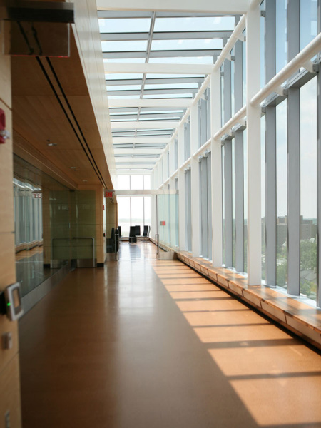 Skylights and windows provide lighting on the sixth floor of Ross