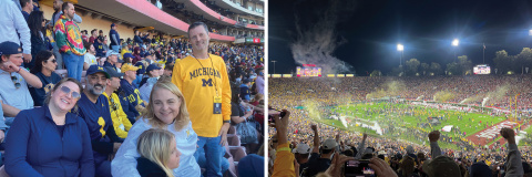 UM Football fans enjoying the Rose Bowl game