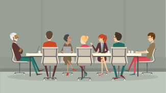 Illustration of diverse corporate board