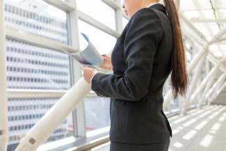 Business person looking at documents