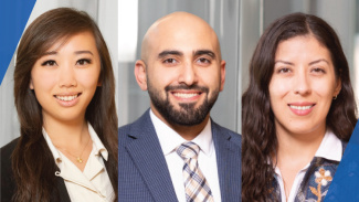 Three headshots of students featured in the story displayed in a collage